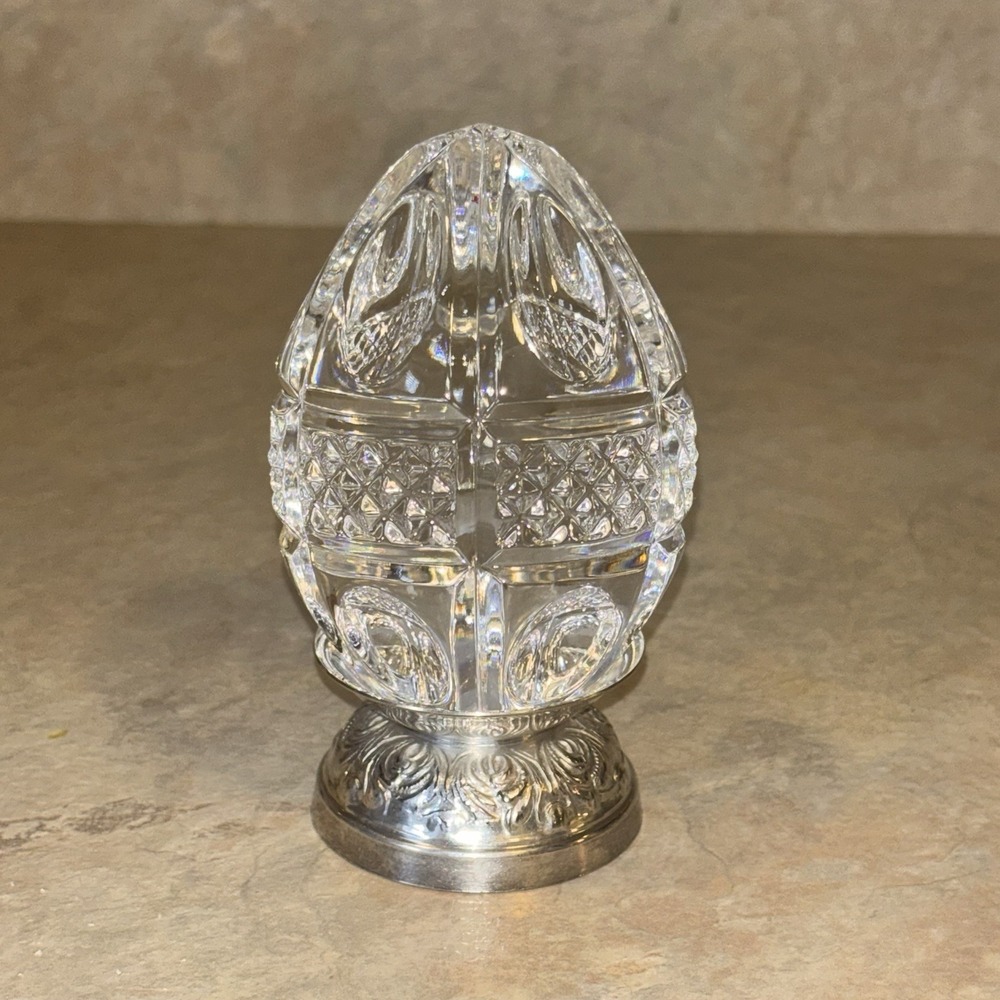 Vintage Waterford Crystal Annual Egg 1997 8th Edition On Silver Plated Stand - Picture 2 of 16